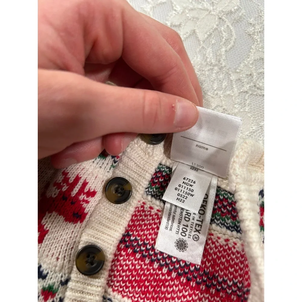 Hanna Andersson Knit Fair Isle Reindeer Long Sleeve Jumper Outfit 12-18 Months